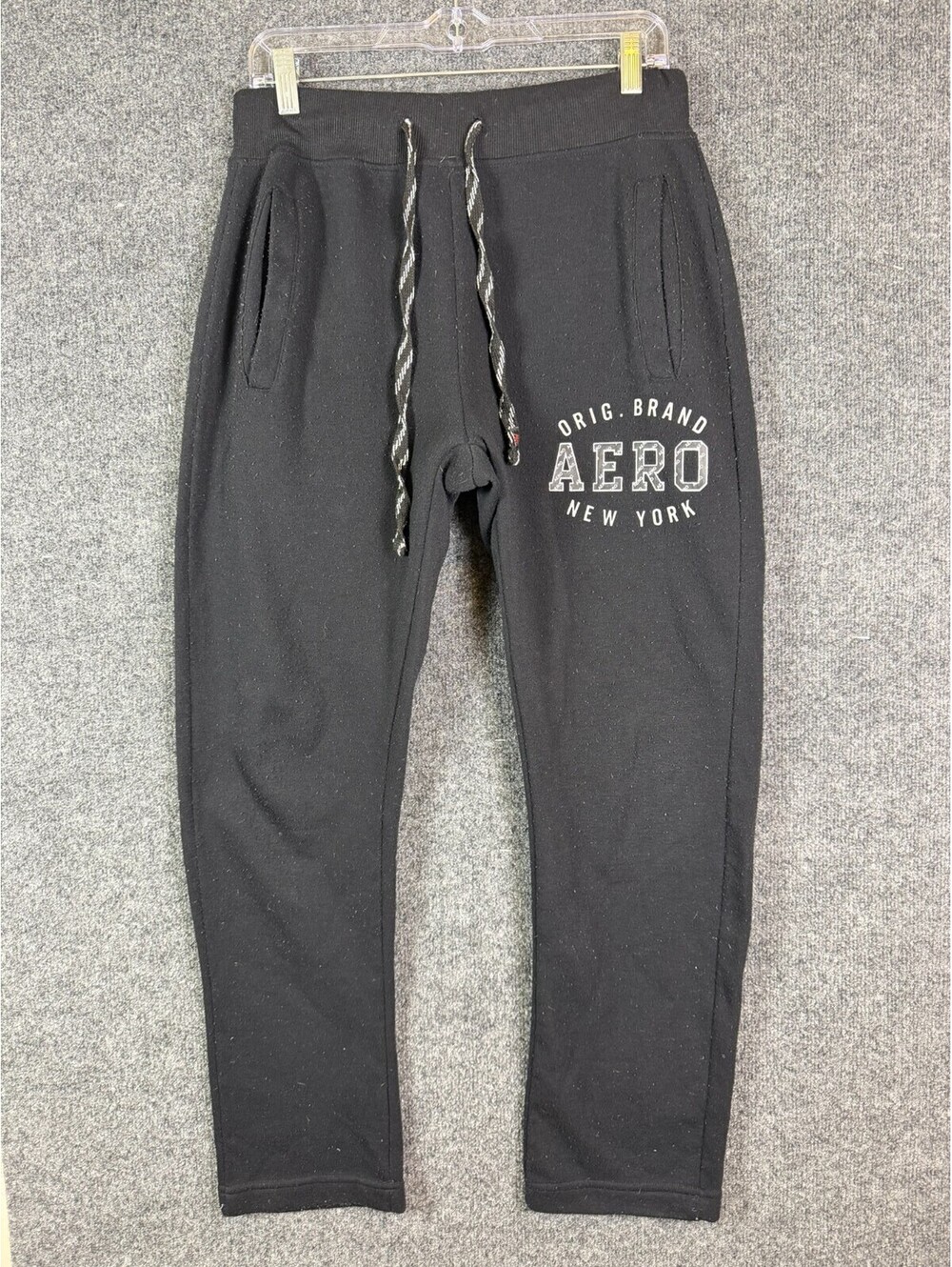 Aeropostale Sweatpants Mens Medium Black Graphic Drawstring Joggers Lounge Pants